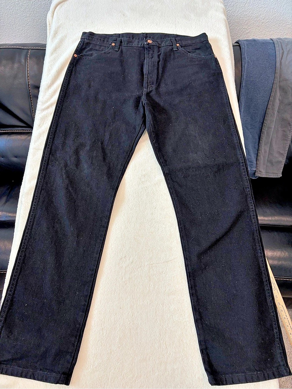 Wrangler Cowboy Cut Slim Fit Jeans Men's Black Bootcut Waist 36x34 #193